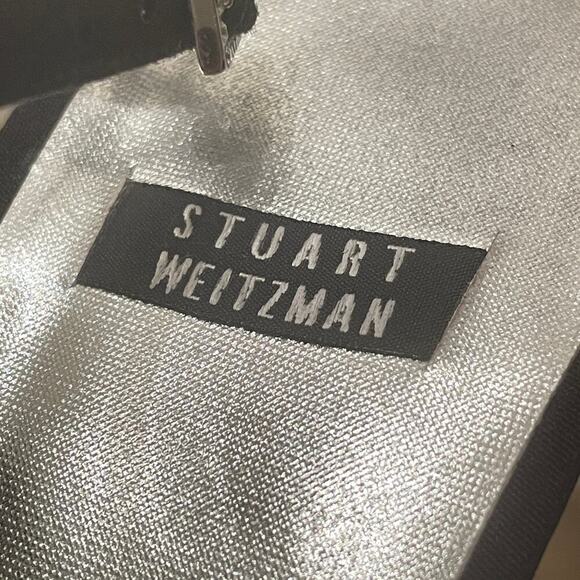 Stuart Weitzman 7 Black Satin Strappy Heels | Rhinestone Circle, Spain Y2K - Picture 7 of 13